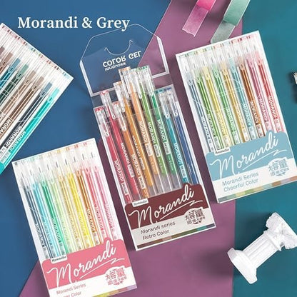 9 Colored Gel Pens Set, 0.6mm Fine Point for Black Paper & White Paper, Pens for Journaling, Adult Coloring Books, Bible, Drawing, Note Taking, Art & Journaling Supplies(Morandi-Grim Color)