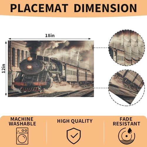 Placemats Set of 6 Washable Linen Place Mats Cloth Table Mats 12x18 Inch