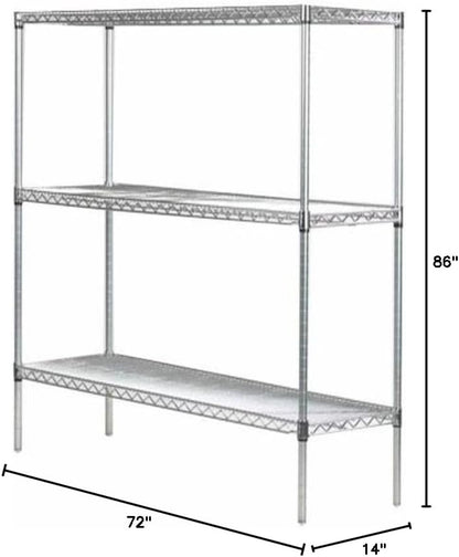 Omega 14" Deep x 72" Wide x 86" High 3 Tier Chrome Starter Shelving Unit