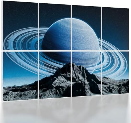 UMIACOUSTICS 8 Pcs 0.7Inch Thick Art Acoustic Panels, Total 47.2” x 31.5” Decorative Acoustical Wall Panels, Sound Absorbing Art Panels for Home, Office, Hotel, Astronomy-Aurora