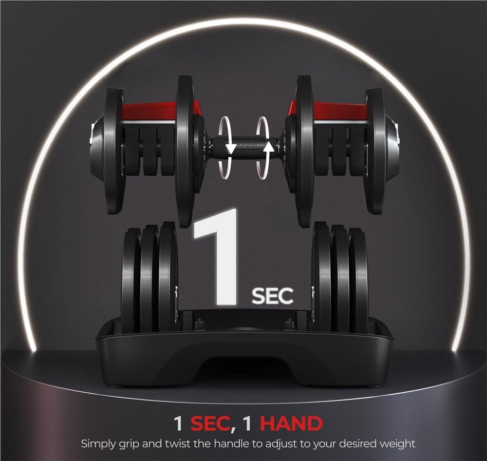 Yaheetech Adjustable Dumbbells Set 28LB/40LB/52.5LB/90LB, Fast Adjust Weight Set Pair
