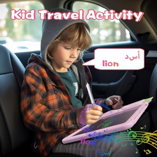 Writing Drawing Tablet with Talking Flash Cards - Arabic Pink