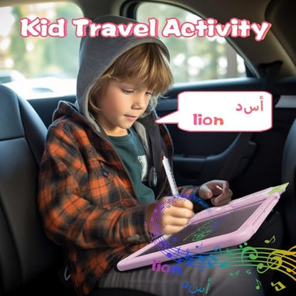 Writing Drawing Tablet with Talking Flash Cards - Arabic Pink