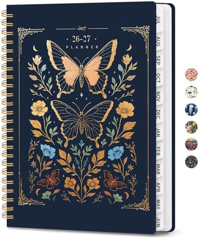 Large Planner 2026-2027, A4 (8.5" x 11") Hardcover Weekly & Monthly Planner July 2026 - June 2027 with Monthly Tabs, Academic Planner for School, Work and Office, Golden Butterfly