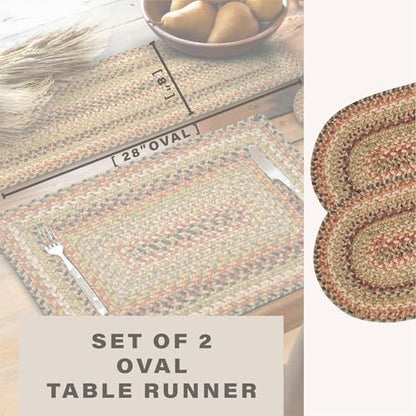 Homespice Kingston Jute Braided Table Runner, Oval 8x28 Set of 2