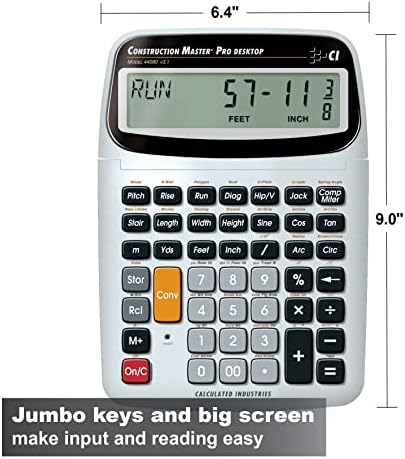 Calculated Industries 44080 Construction Master Pro-Desktop Advanced Construction Math Feet-Inch-Fraction Calculator & 4019 Material Estimator Calculator,Yellow