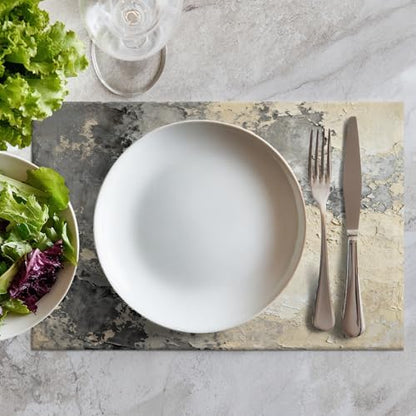 Batmerry Taupe Squares Texture Linen Placemats Set of 8, Grey and Beige Art Painting Washable Table Mats for Kitchen Table Thickened Heat Insulation Dining Set Indoor Outdoor 12X18 in