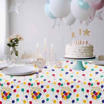 CXPSINC 54 Inch X 300 Feet Plastic Table Cover Roll Disposable Tablecloth with Slide Cutter for All Type/Shape Tables | Party, Banquet, Birthdays, Weddings(Balloon, 300 Feet)
