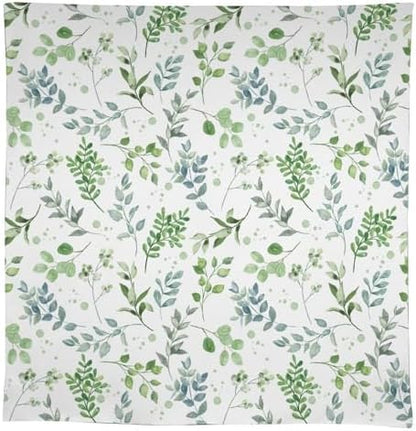 Sage Leaves Tablecloth, Watercolor Spring Floral Green Eucalyptus Leaf Print Table Cover for Farmhouse Kitchen Dinning Indoor Outdoor Party Decor 55x75in