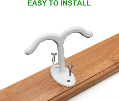 10 Pcs Zinc Alloy Ceiling Double Hook Cabinet Wardrobe Coat Towel Hat Hook Hooks Under Cabinet Shelf (Matte Silver)