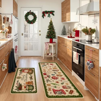 Baccessor Christmas Kitchen Rugs Set of 2 Gingerbread 17x29 and 17x47 Inch