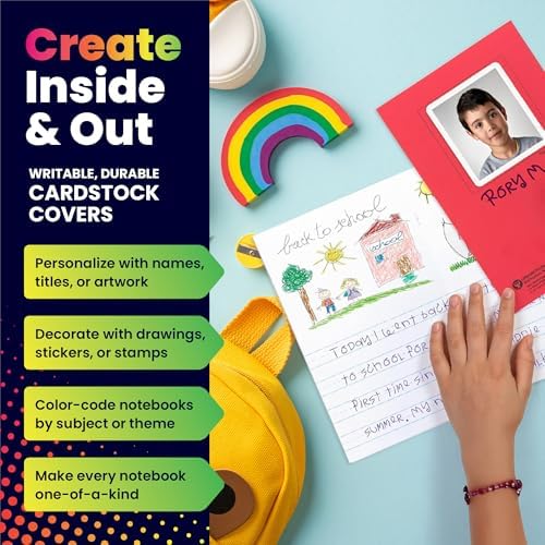 Hygloss Half Blank Books for Kids to Write Stories & Illustrate – Bulk 100 Pack – 5.5" x 8.5" A5 Primary Journal for Grades K-2, Preschool/Kindergarten Notebook with Picture Space – 24 Pages, Colored