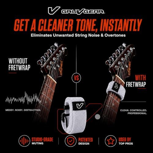 Gruv Gear Fret Wrap & Guitar Mute, Fretwrap for Acoustic, Electric & Bass | String Dampener Recording, Tapping & Practice Accessory (1 Pack, Medium Off-White, Fits 5 String Bass, 7 String Guitar)