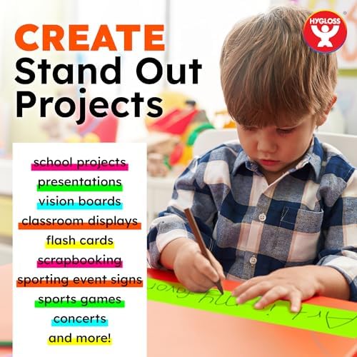 Hygloss Small Poster Board 4x11 - 50 Assorted Neon Color Bulk Pack - 10 Pt. Thickness Colored Poster Board Paper for Projects, Flash Cards, Signs - Posterboard Multipack 4" x 11"