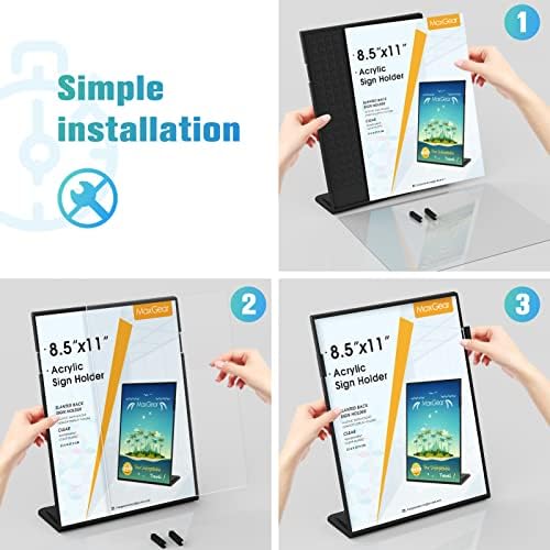 MaxGear Fall Resistant Acrylic Sign Holder 8.5 x 11 Inches 3 Pack