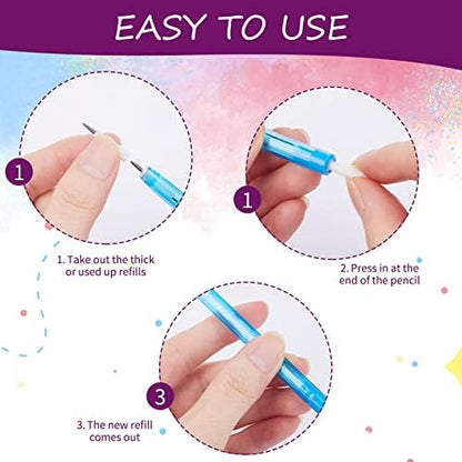 Crtiin 100 Pack HB Colorful Stackable Pencils, Translucent Multipoint Non-sharpening Stackable Pencil with Matching Eraser for Girls Students Teachers Office Supplies Rewards, 7 Colors