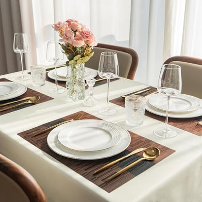 Placemats Set of 8 Vinyl/Plastic Woven Place Mats for Kitchen Table Indoor/Outdoor Washable Placemat Wipeable Dining Table Mats (Ombre Brown Black,8)