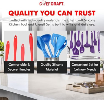 Chef Craft 9 Piece Multicolor Premium Silicone Kitchen Tool Set (42088)