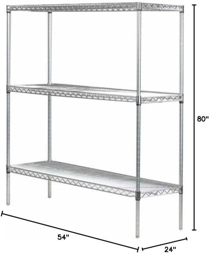 Omega 24" Deep x 54" Wide x 80" High 3 Tier Chrome Starter Shelving Unit