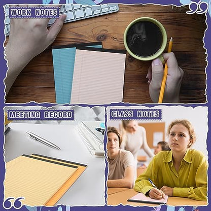 Lincia 24 Pcs 5" x 8" Small Legal Pads Colored Lined Note Pads Narrow Ruled Writing Notepads 50 Sheets Per Micro Paper Notebook Lined and Perforated for College Office Supplies (Bright Colors)