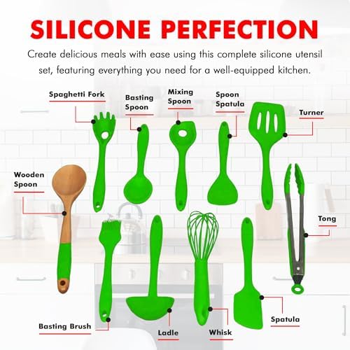 Chef Craft Premium Utensil Set Kitchen, Green, 11 Piece Set (42107)