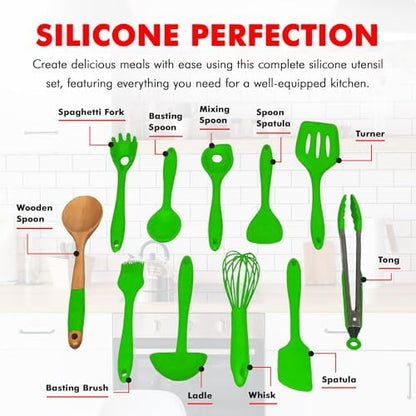 Chef Craft Premium Utensil Set Kitchen, Green, 11 Piece Set (42107)