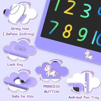 Hockvill LCD Writing Tablet for Kids 12 Inch, Kids Learning Toys Drawing Pad for Girls Boys, Unicorn Doodle Board for Toddlers 3 4 5 6 7 8 Year Old Travel Essentials, Christmas Brithday Gifts for Kids