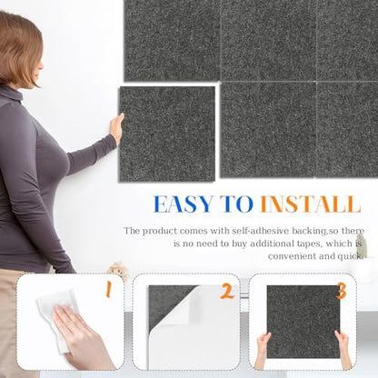 DOLLAR BOSS Felt Cork Board Tiles 48" x 36" Bulletin Board, 12 Pcs Grey