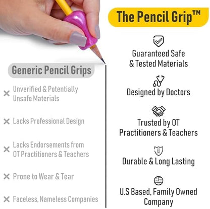The Pencil Grip Metallic Grippers 6-Pack, Pencil Grips for Kids Handwriting, Ergonomic Pen Holder for Righties & Lefties, Writing Practice for Kids, Toddlers, Adults, Writing Tool with Finger Cushion