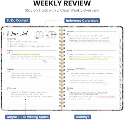Large Planner 2026-2027, A4 (8.5" x 11") Hardcover Weekly & Monthly Planner July 2026 - June 2027 with Monthly Tabs, Academic Planner for School, Work and Office, Pelagia Parade