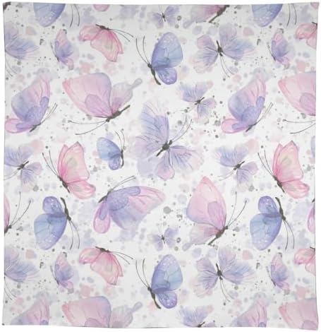 Purple Butterfly Tablecloth, Watercolor Pink Butterfly Abstract Cartoon Print Table Cloth for Farmhouse Kitchen Dinning Room Picnic Parties Home Decor 60x90in