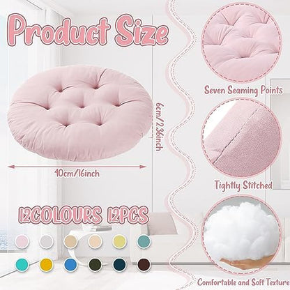 Fumete 12 Pcs Round Floor Pillows Cushions Seating 16 x 16 Inches Floor Round Cushions for Kids Toddlers Flexible Reading Chair Pillows for Classroom Home School Playing Supplies(Vivid Color)