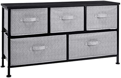 Amazon Basics Extra Wide Fabric 5-Drawer Storage Organizer Unit for Bedroom Closet, Black