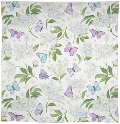 Butterfly Floral Tablecloth, Spring Summer Watercolor Flowers Plants Leaves Print Table Cover for Party Picnic Dinner Decor 60x120in