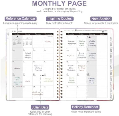 Planner 2026-2027, Weekly and Monthly Academic Planner, July 2026 - June 2027, Hardcover Calendar Agenda Book for School Year Planning, School Supplies for Teacher and Student, A5(6.3'' x 8.5'')