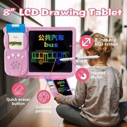 Talking Flash Cards with Writing Tablet - Chinese English, Pink