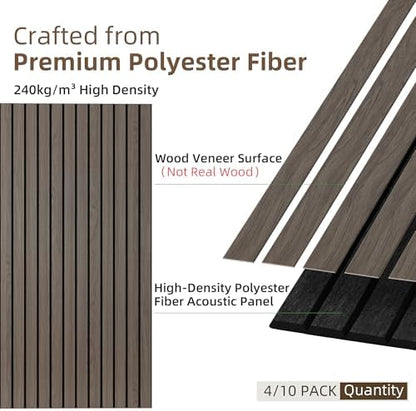 TO-TH Acoustic Wall Panels Decorative Sound Absorbing Panel 4 Pack, Walnut