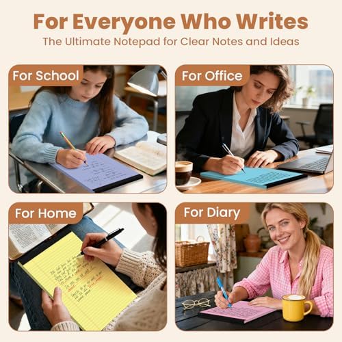 5pcs Legal Pads 8.5 x 11, Perforated Color Notepad 8.5x11, 50Sheets/Pad