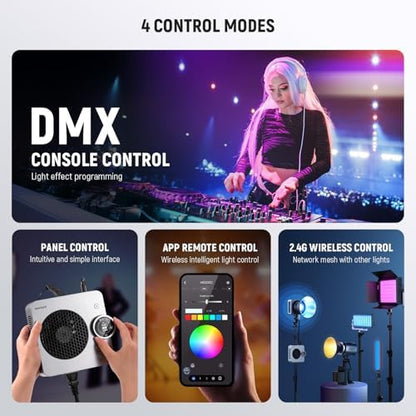 NEEWER HS200C Portable RGB LED Video Light, APP/2.4G/Panel/DMX Control, 280W 150000Lx 2500-7500K CRI95+ COB Continuous Output Lighting Bowens Spotlight for Video Recording Streaming Studio Photography
