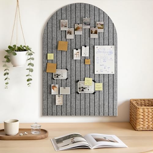 JBER Large Arched Felt Bulletin Board 36" x 24", 6 Pack, Light Gray