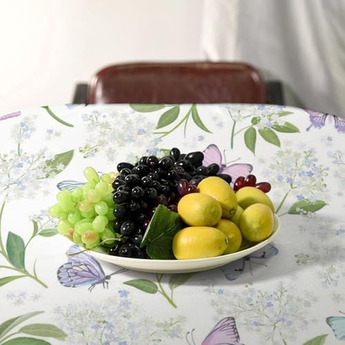 Butterfly Floral Tablecloth, Spring Summer Watercolor Flowers Plants Leaves Print Table Cover for Party Picnic Dinner Decor 60x120in