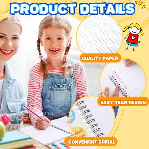Henoyso 6 Pack Primary Composition Notebook, 100 Pages,Rainbow Color