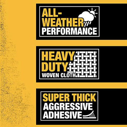 DEWALT Ultra Tough Duct Tape, 1.88 in x 30 yd, Heavy Duty, Ultra Strong, Aggressive Adhesive, All-Weather, 12 Rolls, Black