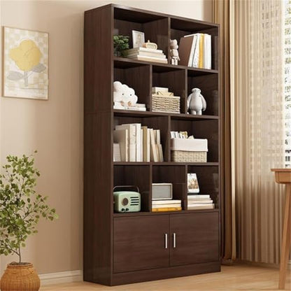 Closed Back Cabinet Wood Standard 9.5'' Wide Bookcase Bookshelf Storage Rack Multi-Layered Storage Shelf Cabinet Display Unit Integrated Against the Wall Black Oak 31.5" L x 9.4" W x 70.9" H