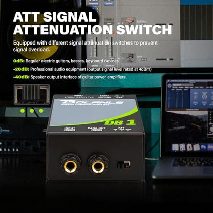 Bolanle DB1 Passive 1-Channel DI Box, Reamp Hum Eliminator XLR Mono