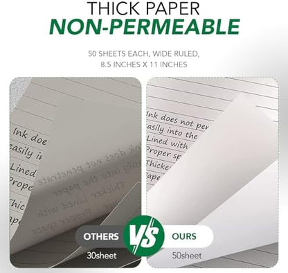 KAISA Legal Note pads 8.5 x 11，12pads 600 Sheets note pads Writing Pads Recycled Paper, Wide Ruled Perforated 50 sheets Premium Thick Paper Hard Back Notepads 8-1/2"x 11-3/4" Writing Tablet Canary For Office Supplies (Pack of 12pc)