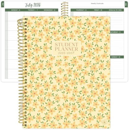 Daisy by bloom daily planners 2026-2027 Academic Year Student Planner (July 2026 - July 2027) - Elementary Through Middle School Calendar Agenda Book - 7” x 9" - Butter Yellow Daisies