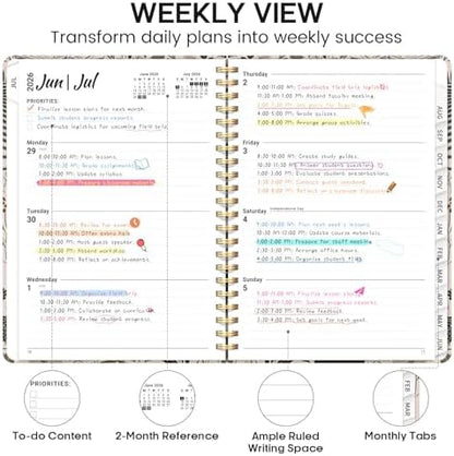Planner 2026-2027, Weekly & Monthly Academic Calendar, Jul 2026 – Jun 2027