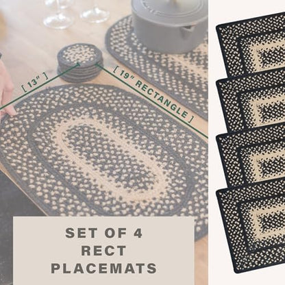 Homespice Manchester Jute Braided Placemats, Rect 13x19 Set of 4