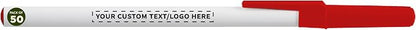 DISCOUNT PROMOS Custom Value Stick Pens Set of 50, Personalized Bulk Pack - Blue Ink, Great for Office, School, Business, Tradeshows, Events - Red Cap